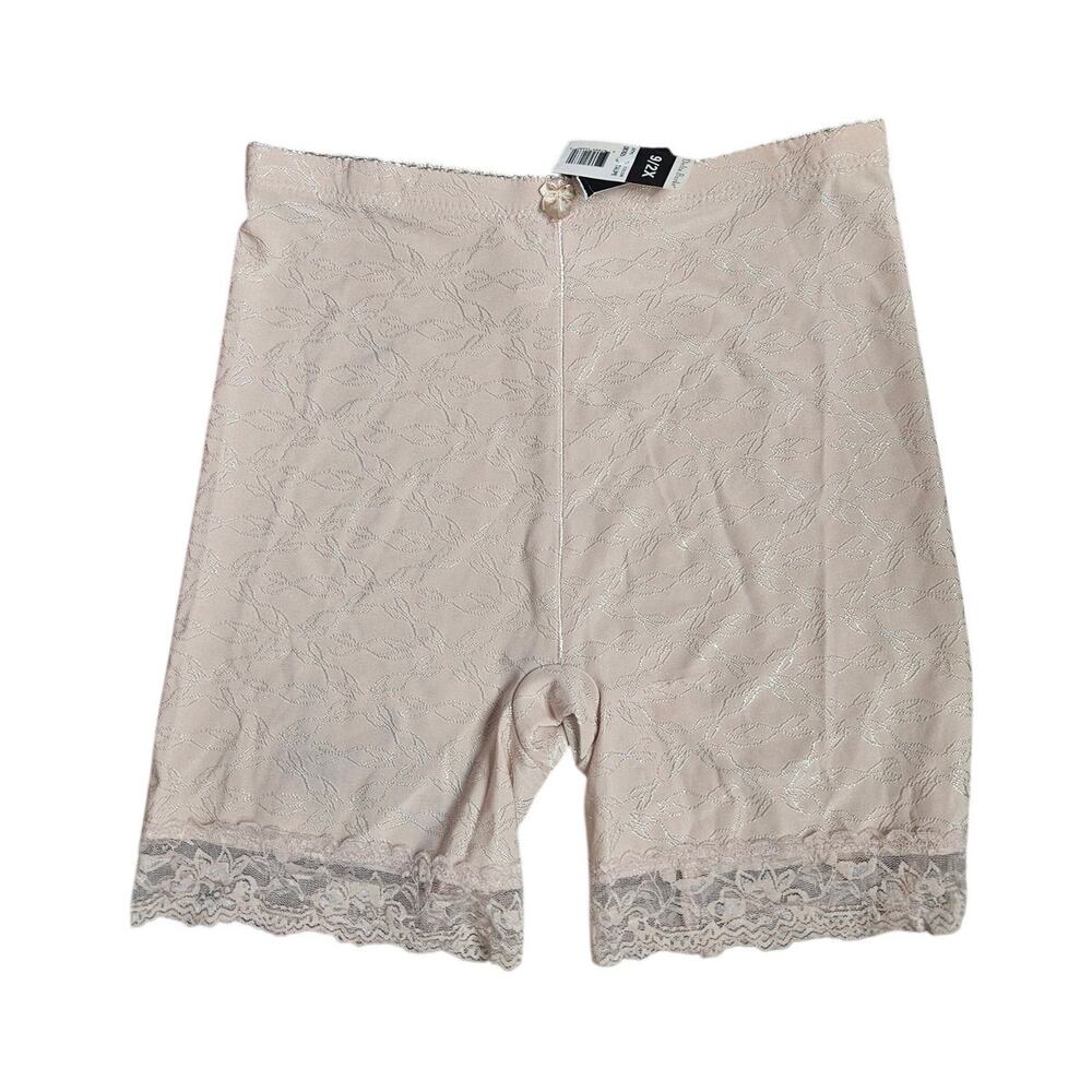 Deadstock Vintage 90s Delta Burke 2X Nude Beige Shorts Shapewear Lace